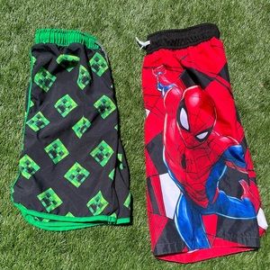 Boys L Swim trunks Spider-Man Minecraft bundle GUC